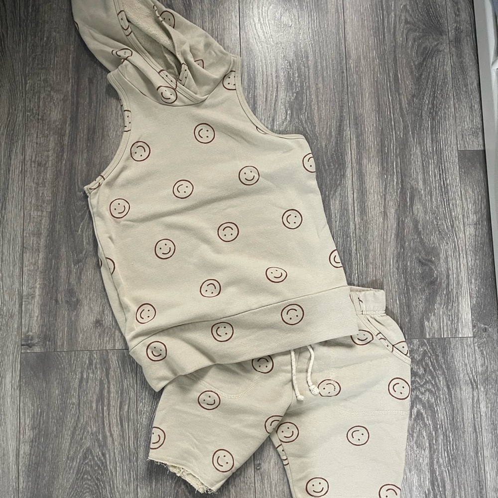 Smiley Face Hoodie and Shorts Set